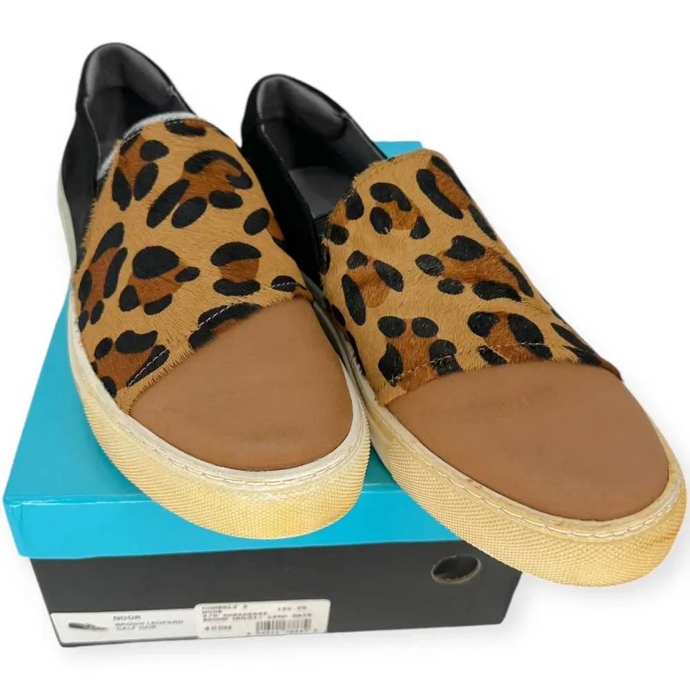 NIB Chocolat Blu MOVE size 9.5 Leopard Calf-Hair‎ Slip-On Sneaker mobwife boho